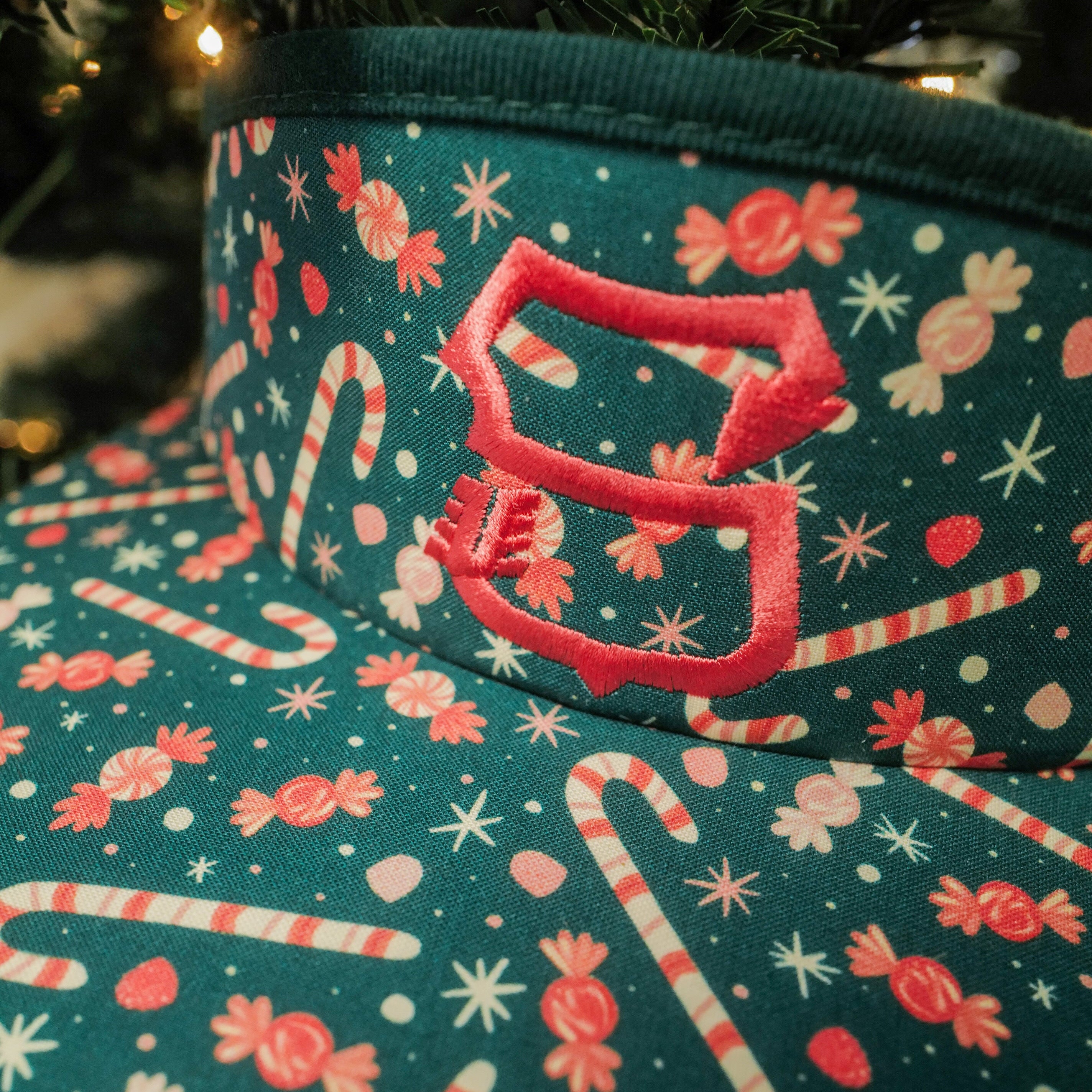 Candy Cane Print High Crown Visor