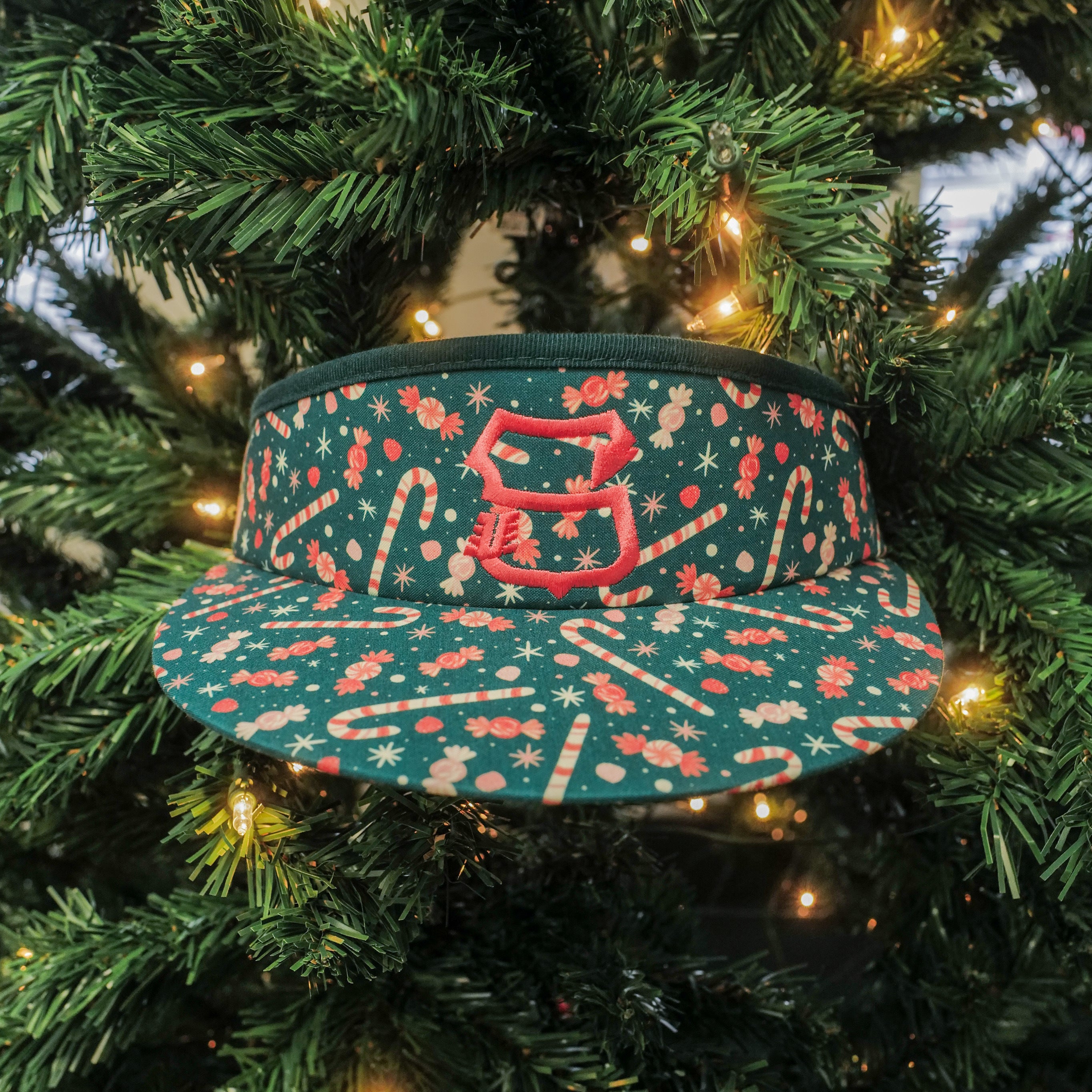 Candy Cane Print High Crown Visor