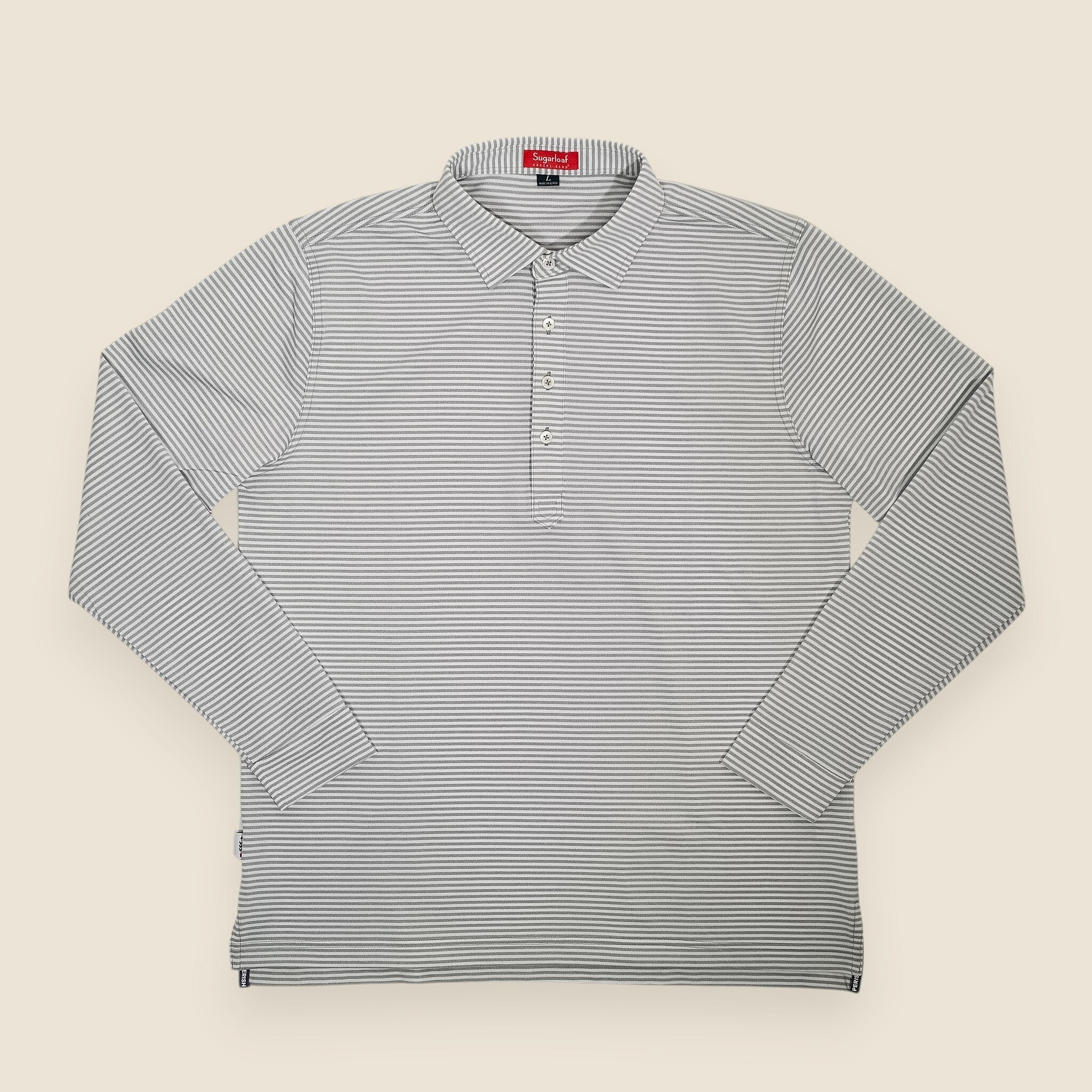 Long Sleeve Striped Pique Polo