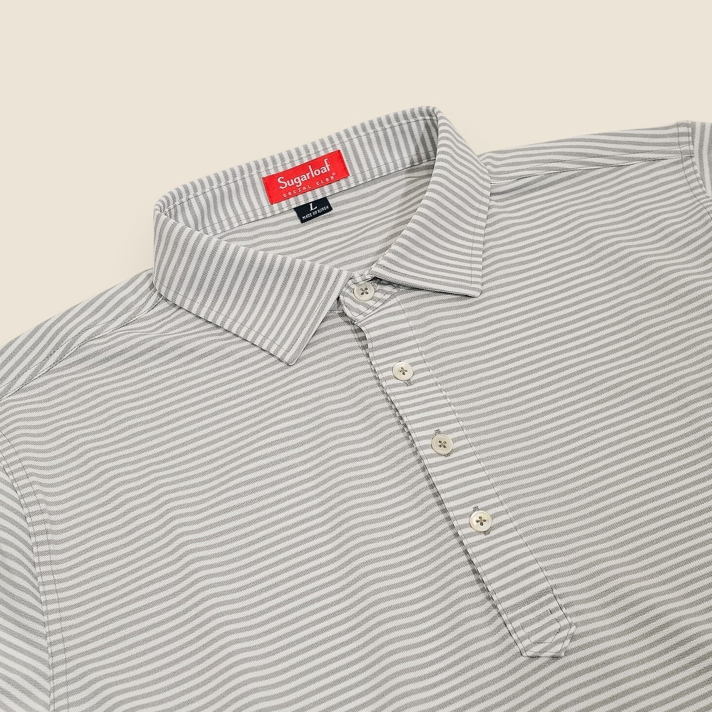 Long Sleeve Striped Pique Polo