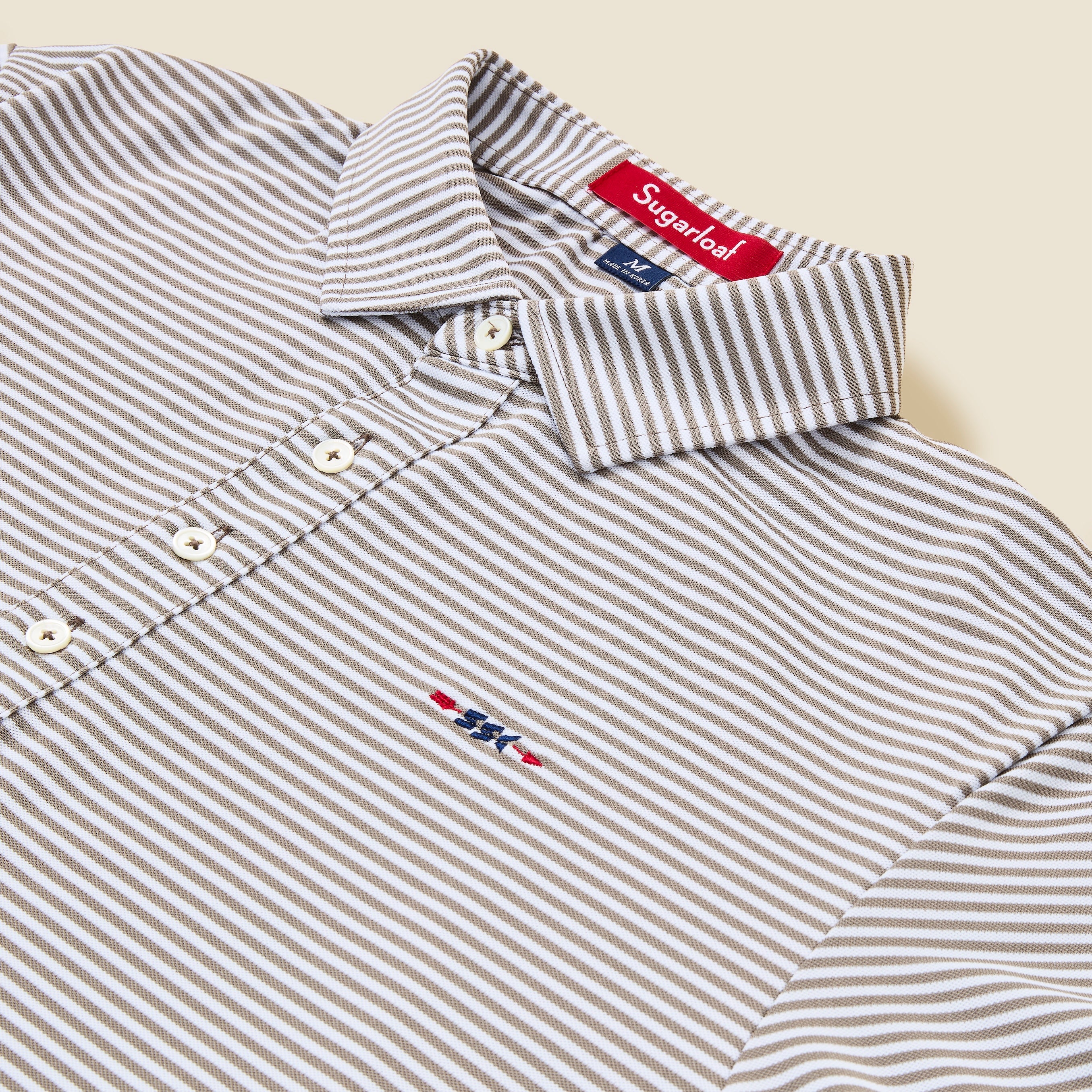 Long Sleeve Striped Pique Polo