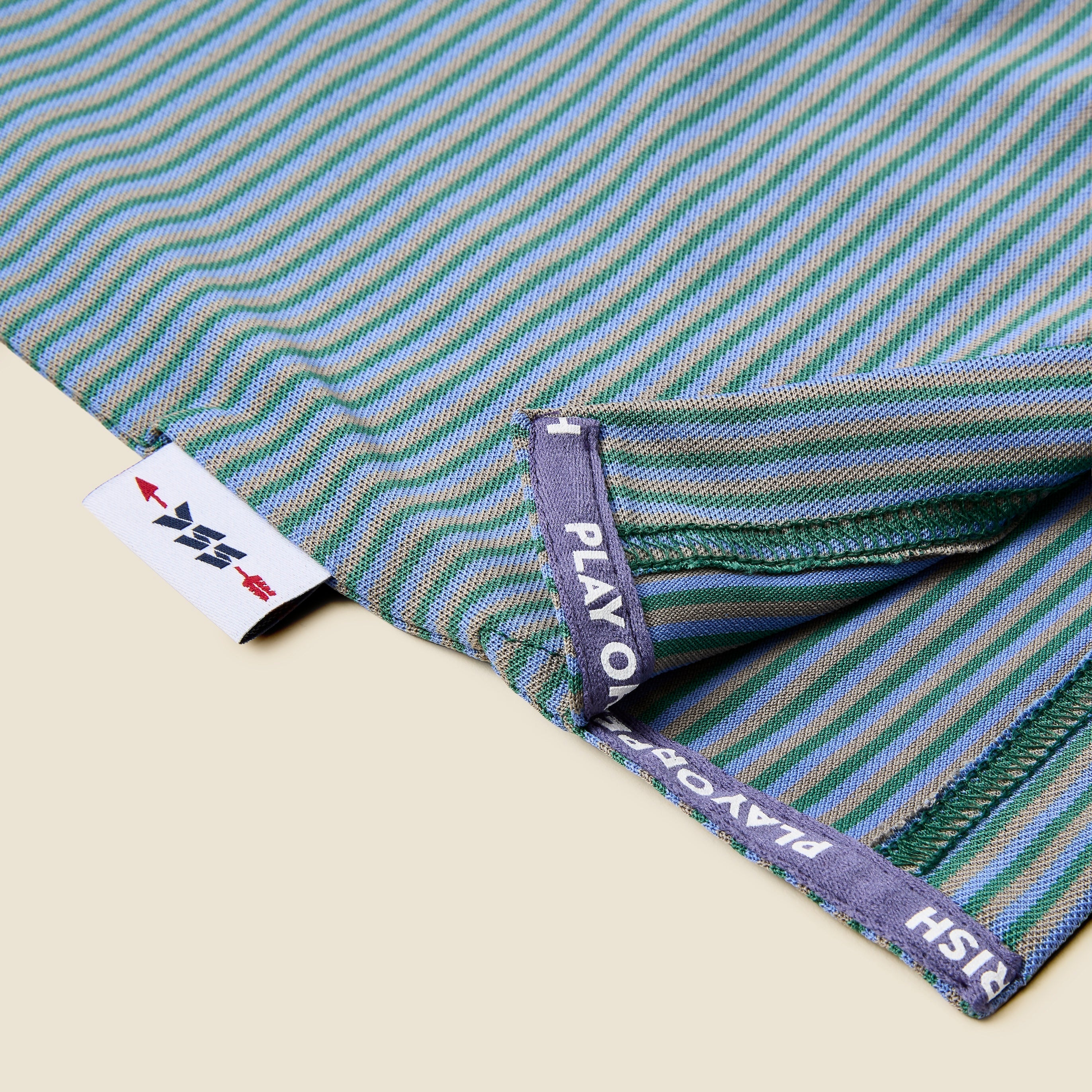 Long Sleeve Striped Pique Polo