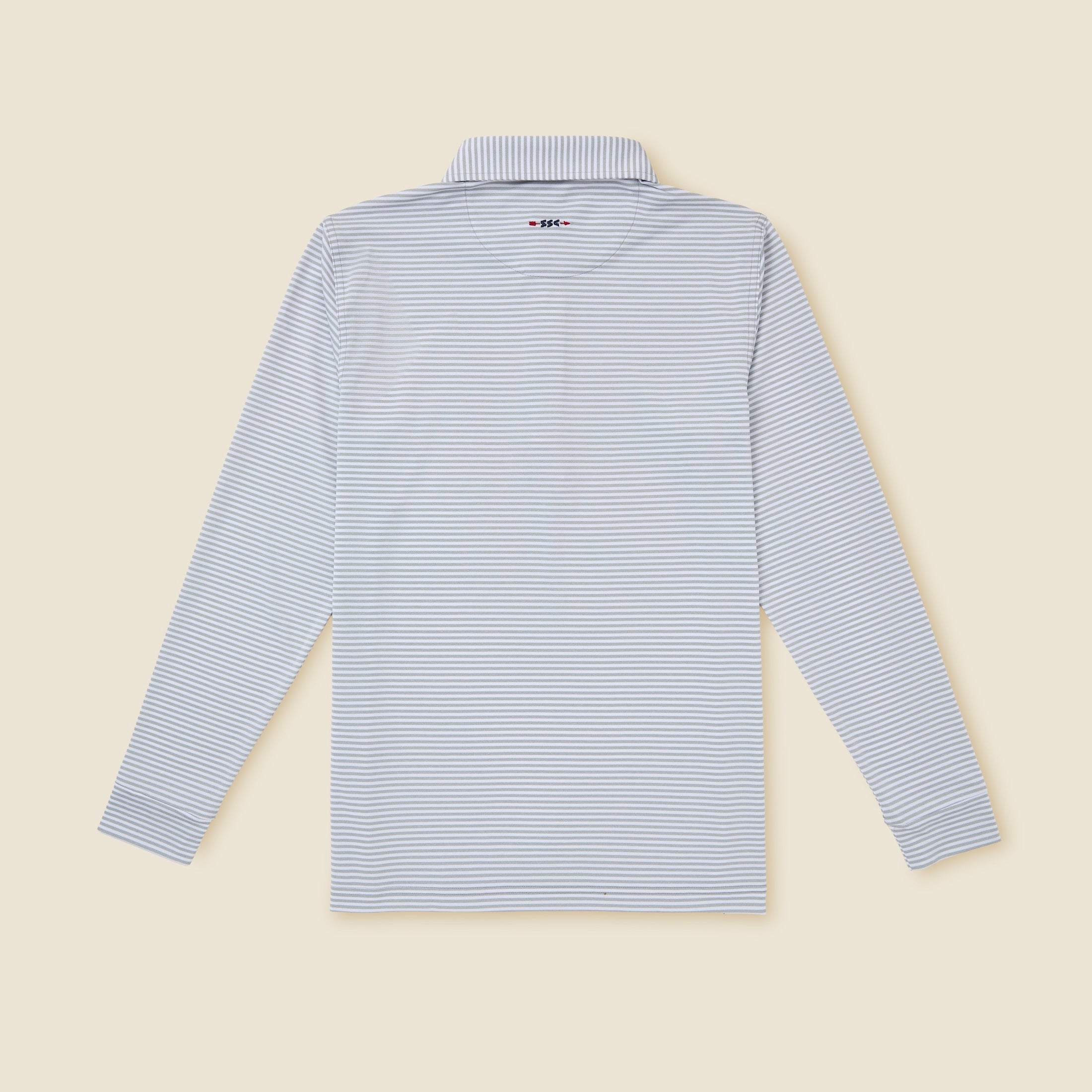 Long Sleeve Striped Pique Polo