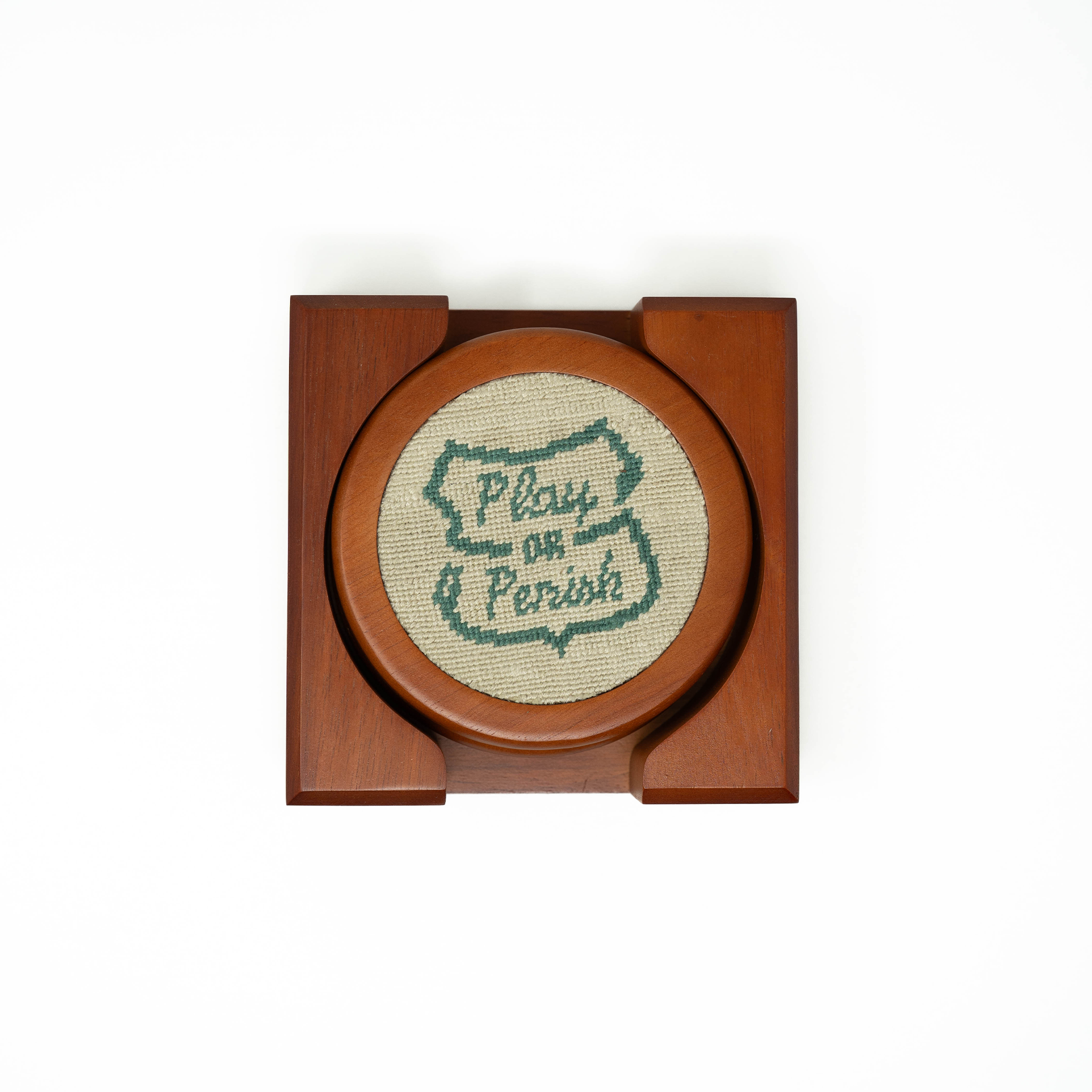 Play or Perish Needlepoint Coaster Set