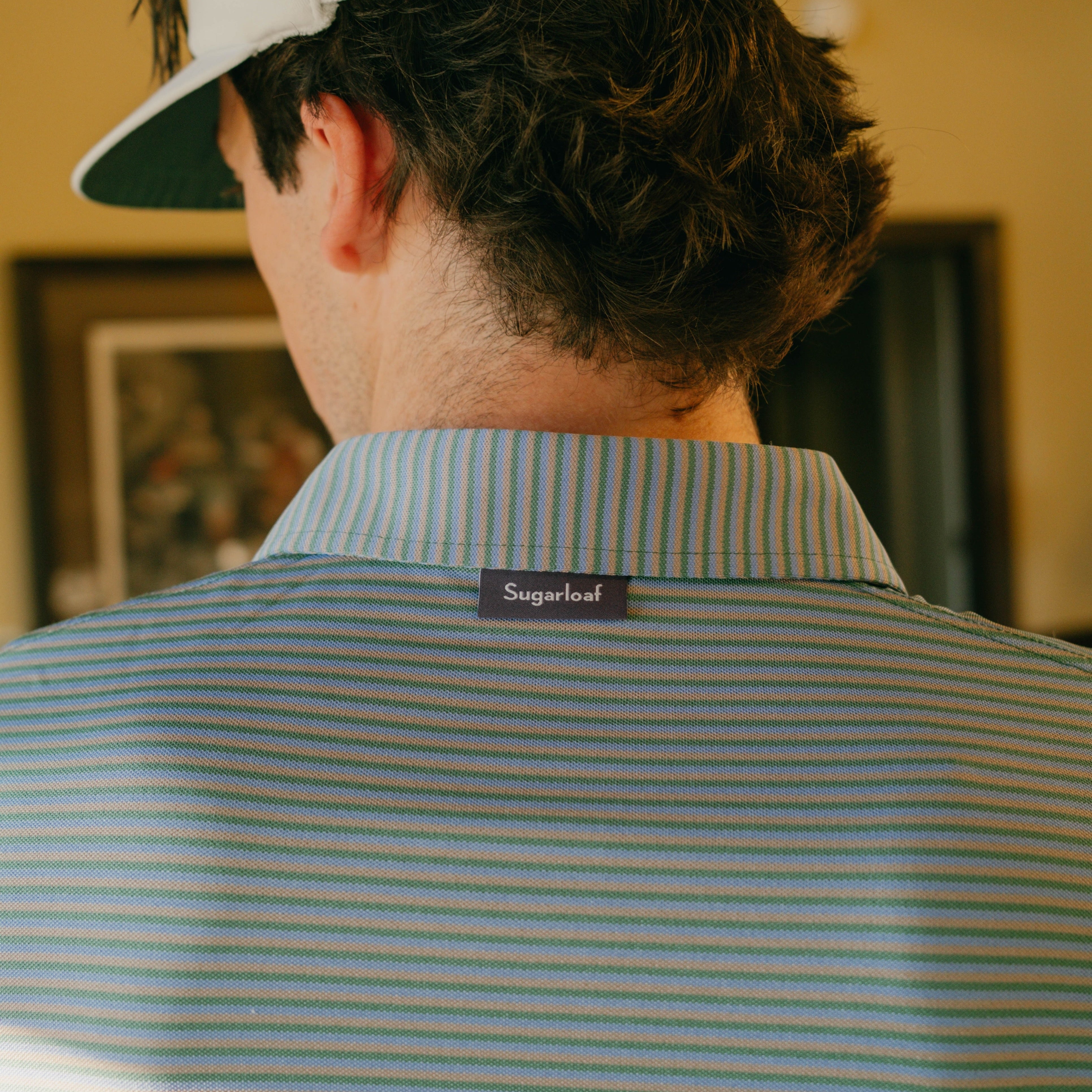 Long Sleeve Striped Pique Polo