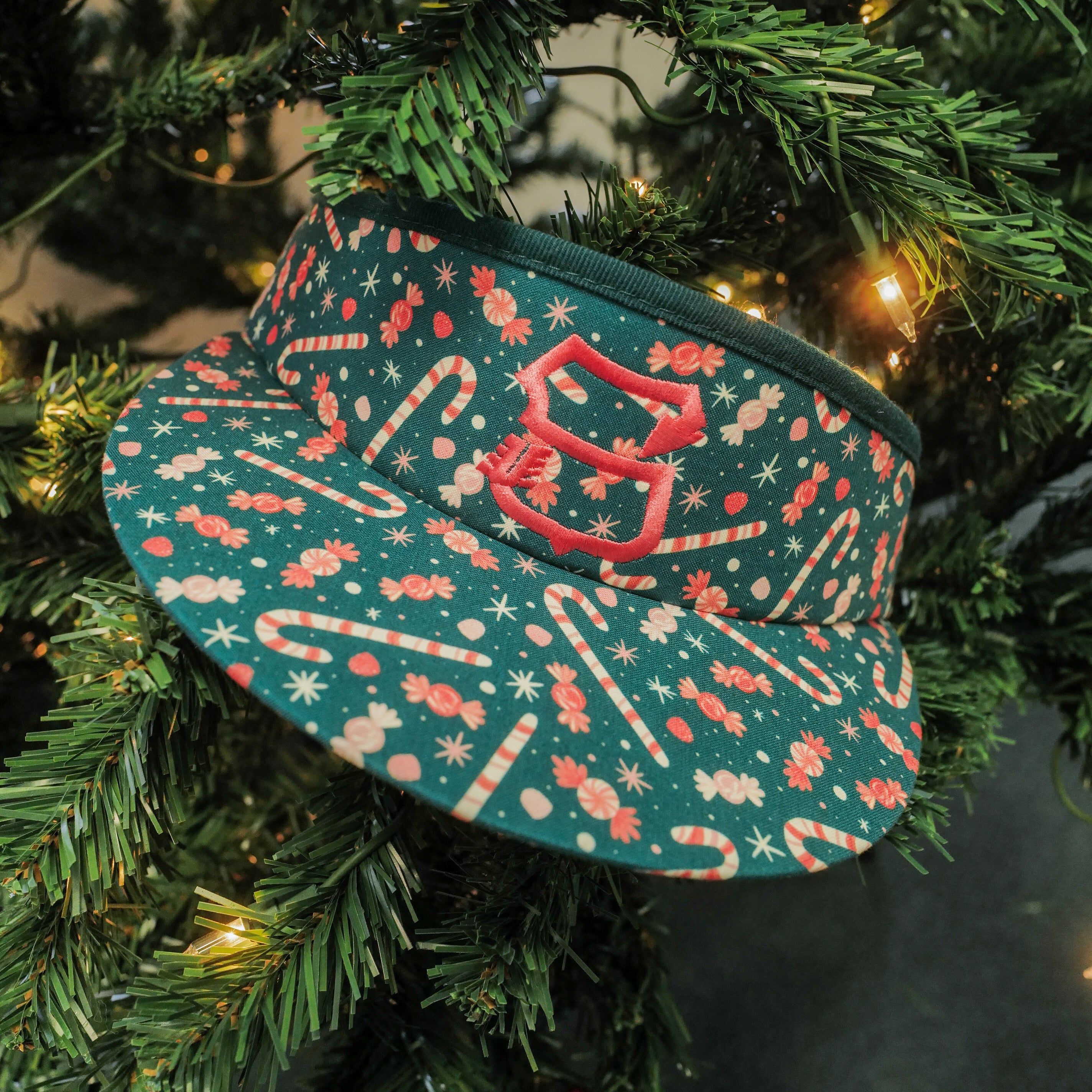 Candy Cane Print High Crown Visor
