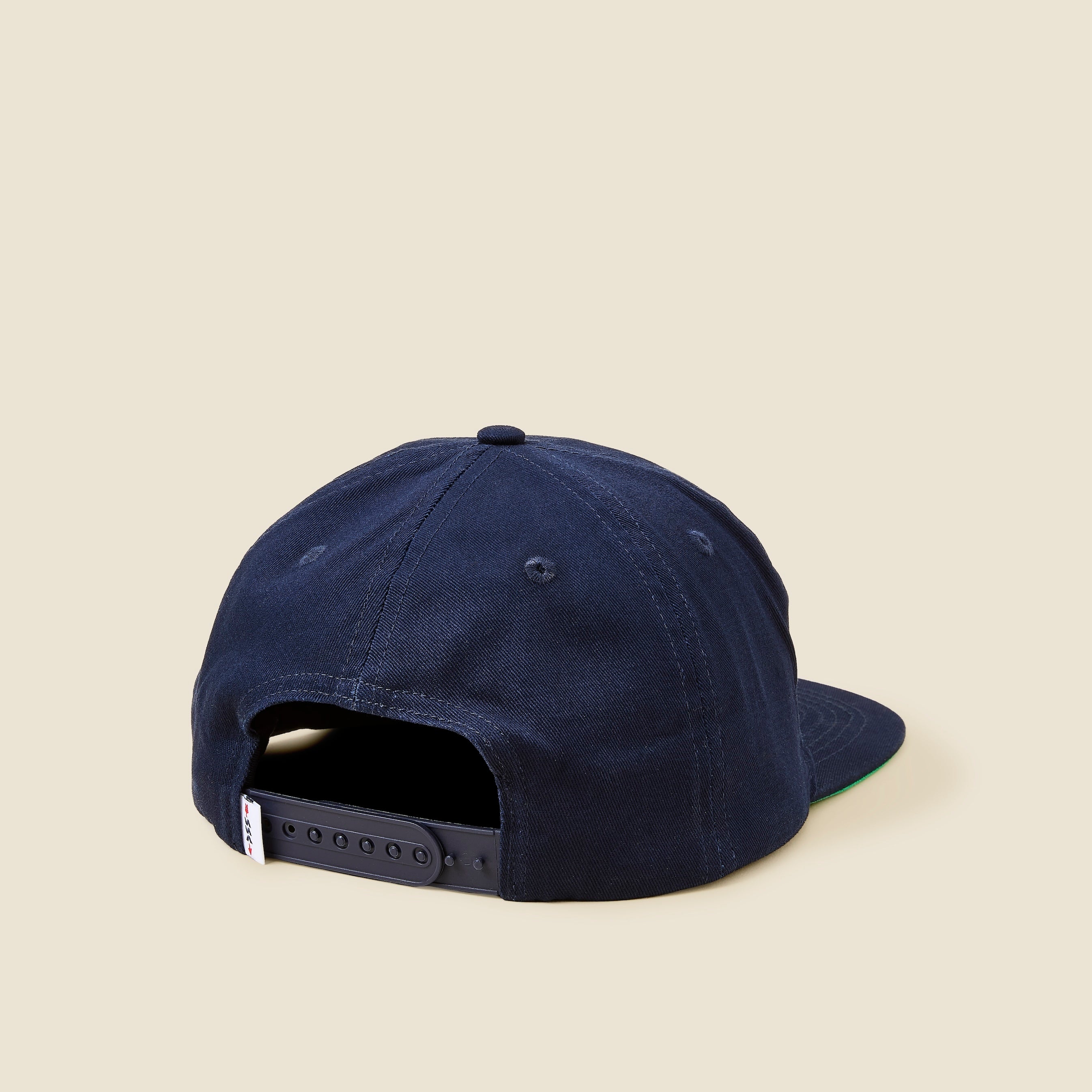 Navy Blue Vintage S Snap-Back Ball Cap, Cotton Baseball Hat, Green Underbrim Hat