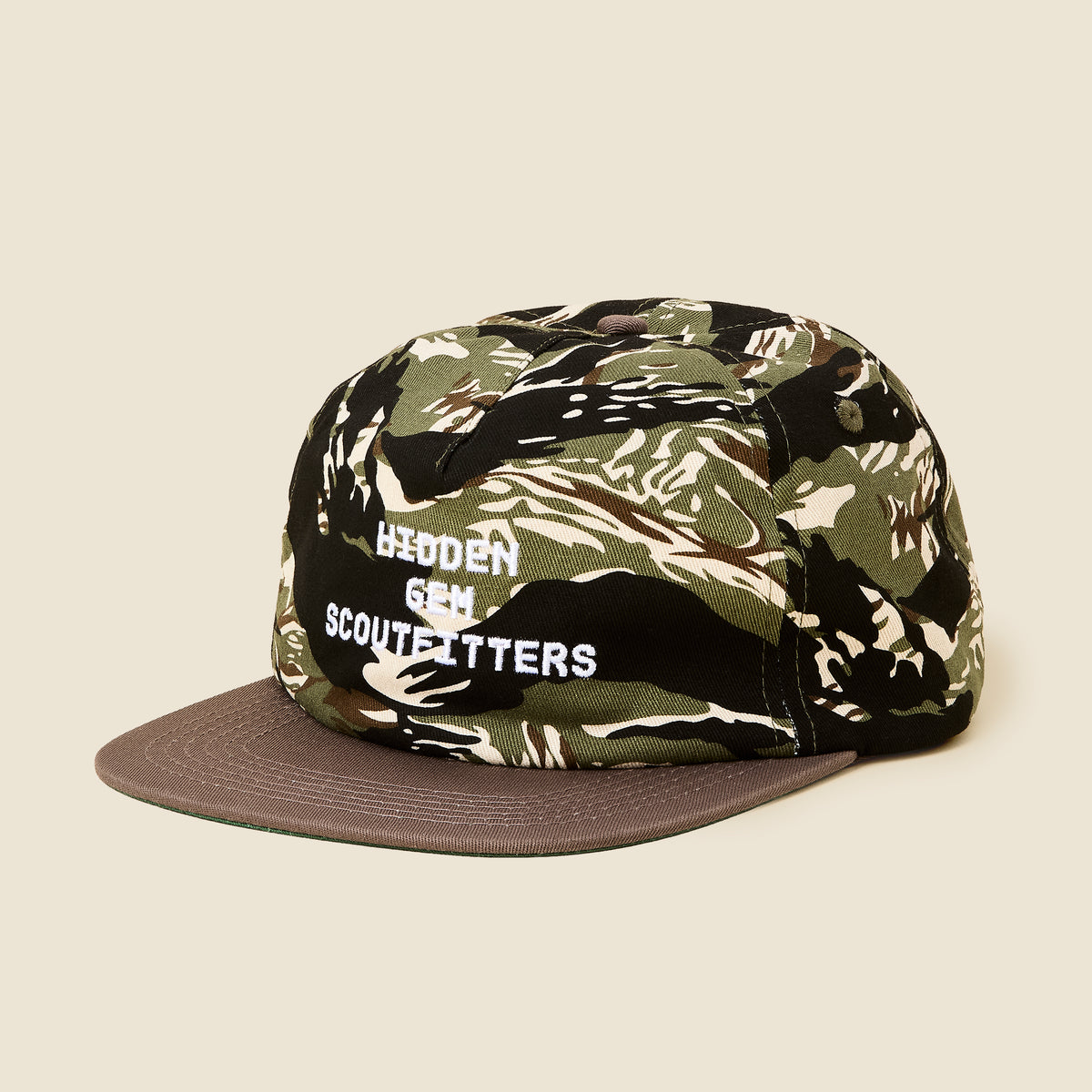PokeGang Unisex Green Tiger Camo Adjustable Metal Eyelets Classic Snapper Hat Tiger Camo Hidden Gem Scoutfitters Cap main image 2