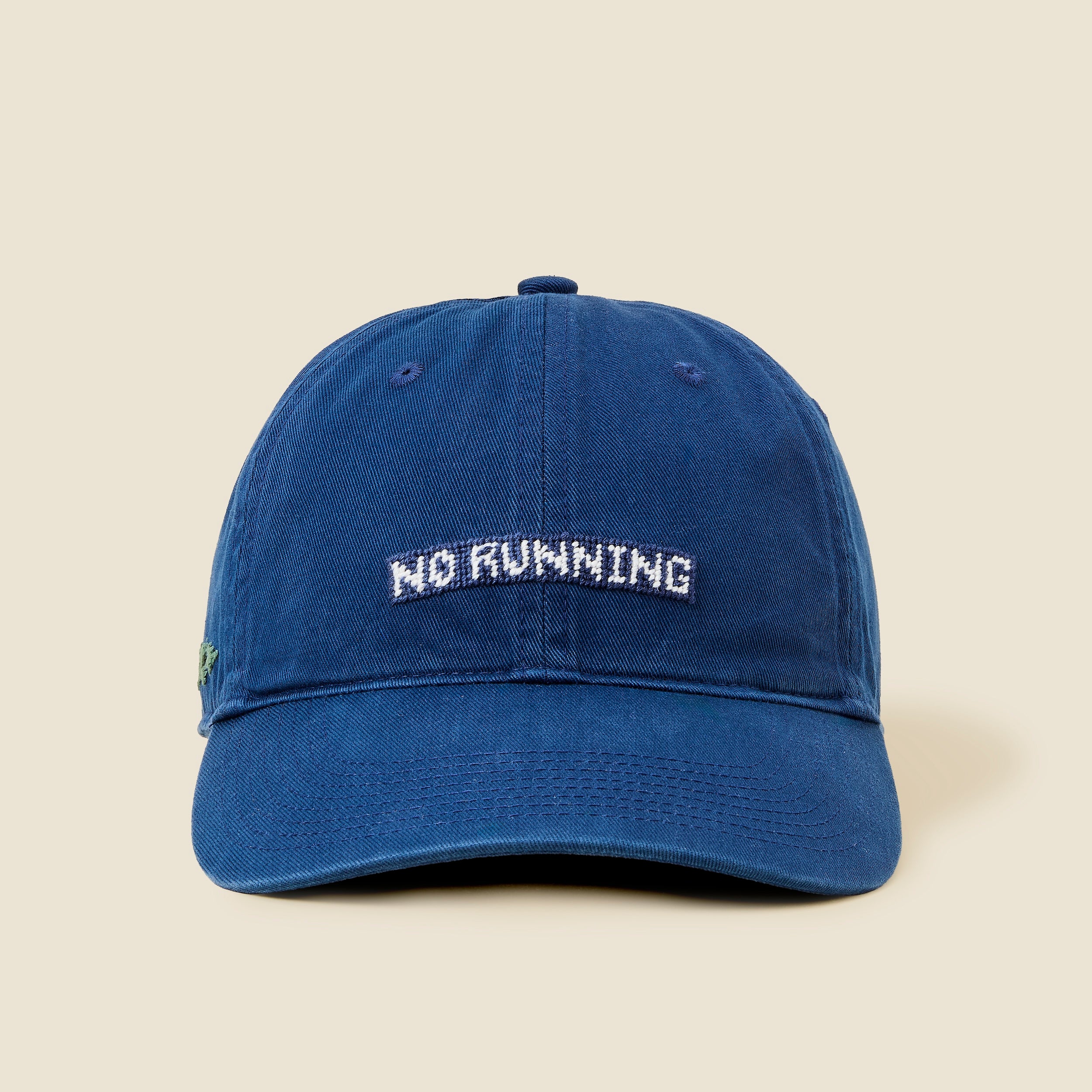 "No Running" Needlepoint Cap
