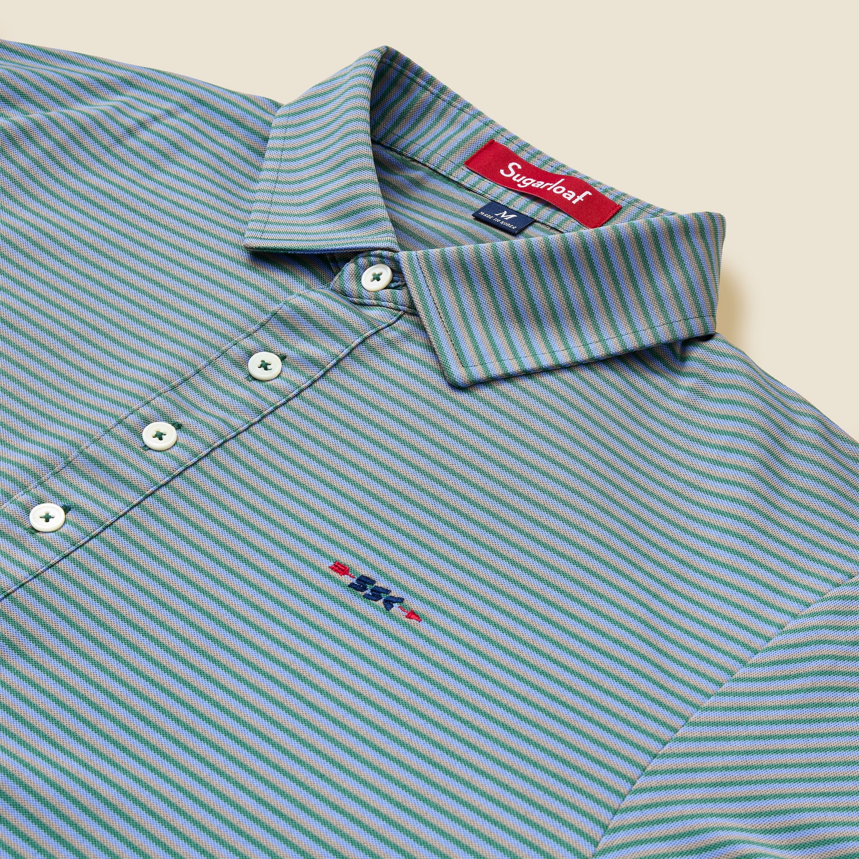 Long Sleeve Striped Pique Polo