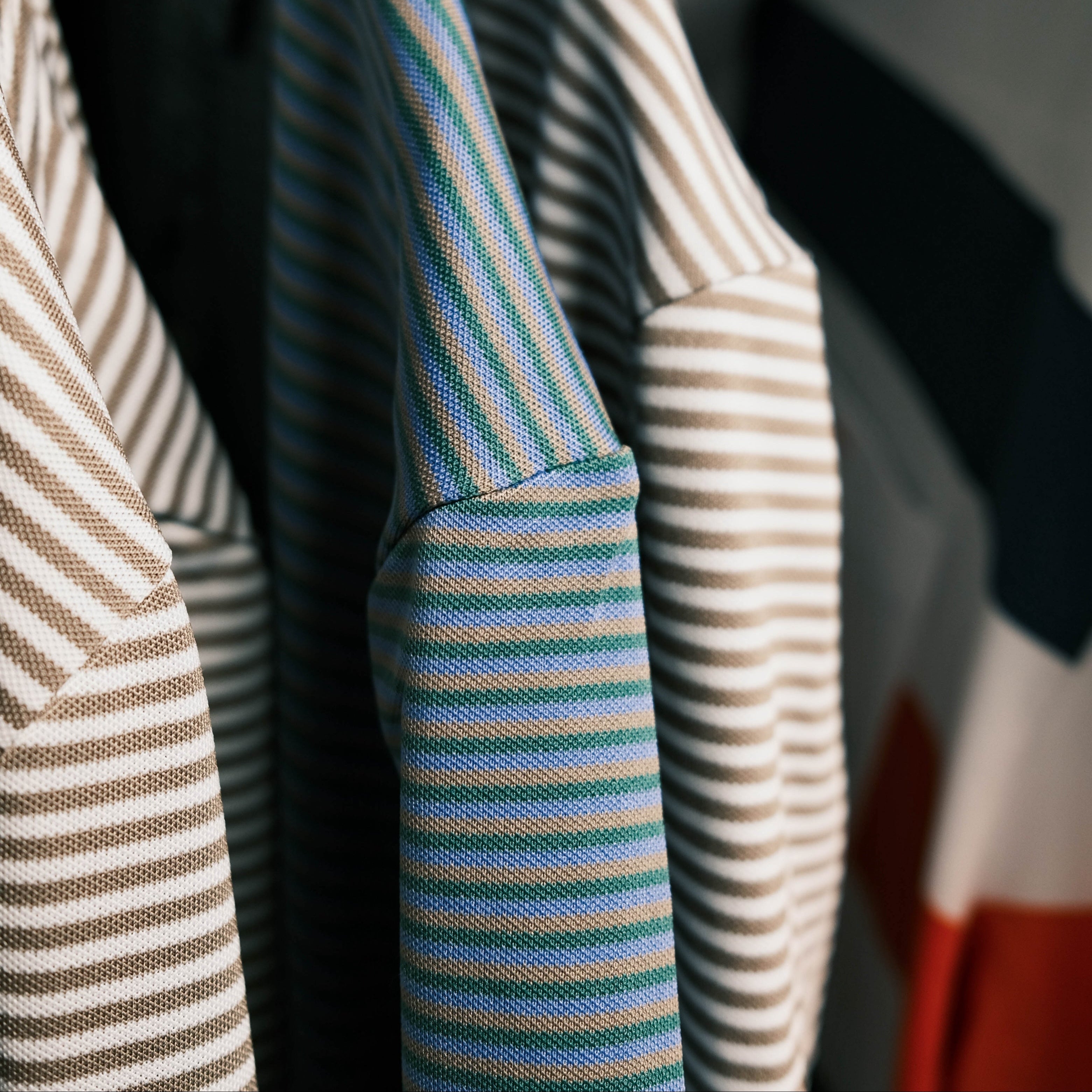 Long Sleeve Striped Pique Polo