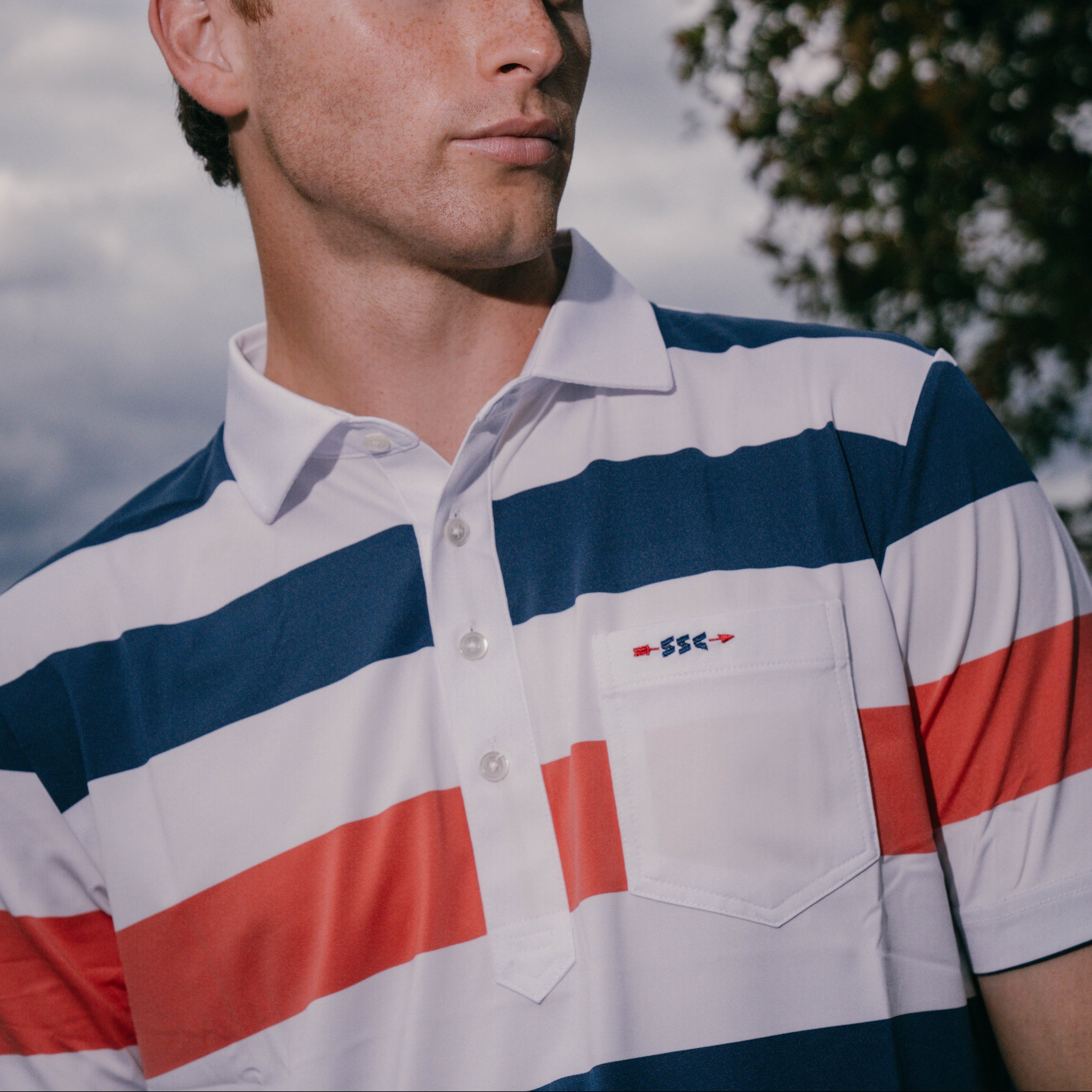 Big Stripe Sport Pocket Polo